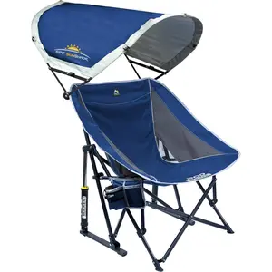 Foldable Wide Camping Chair with Sunshade, Outdoor Pod Rocker Outdoor Rocking Chair with SunShade Canopy