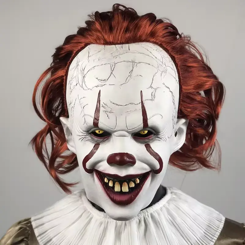 Creepy Pennywise Joker Mask Cosplay Horror Evil Demon Clown Killers Latex Helmet Halloween Carnival Party Costume