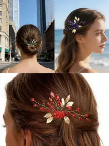 Women's Crystal Leaf Side Comb Wedding Headpiece, Bride Hair Accessory, Elegant Bridal Hairstyle