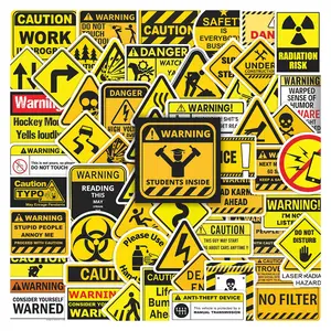 60pcs Funny Warning Sign Stickers Pack, Waterproof Industrial Caution Humorous Safety Sign Decals for Laptop, Water Bottle, Journal & Scrapbook, Prank & Industrial Style Lover Gift, Crafts