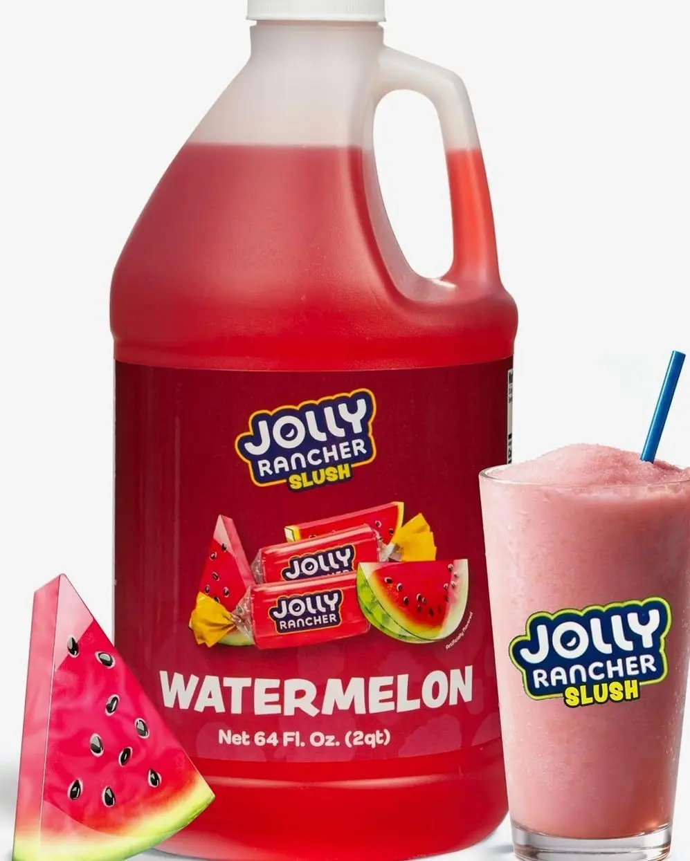 JOLLY RANCHER® Watermelon Beverage Mix – Fruit Flavor Slushie Mix for Machine, 1/2 Gallon Bottle – Frozen Drink Concentrate, 5:1 Ratio for Slushie & Frozen Drink Machines