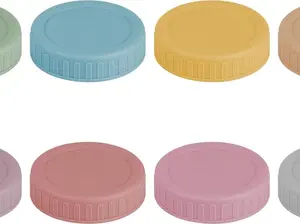 8PCS Mason Jar Lids - Colored Plastic Mason Lids Regular Mouth, Leak Proof Canning Covers with Silicone Rings for Ball, Kerr and More, Reusable Can Tops Caps Covers for Jars