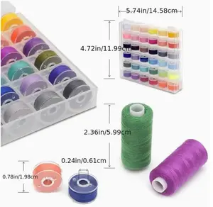 72pcs Sewing Thread Kit, 36 Colors, Polyester, 400 Yards Per Spools, Prewound Bobbin Threads With Case, Compatible With Hand & Machine Sewing