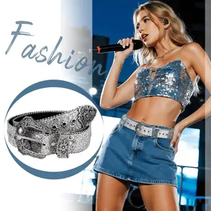 Fashion American Subculture Belts: Vintage Carved Buckle Belt - Stylish Waist Accessory for Dresses And Pants, Y2K Style, Silvery