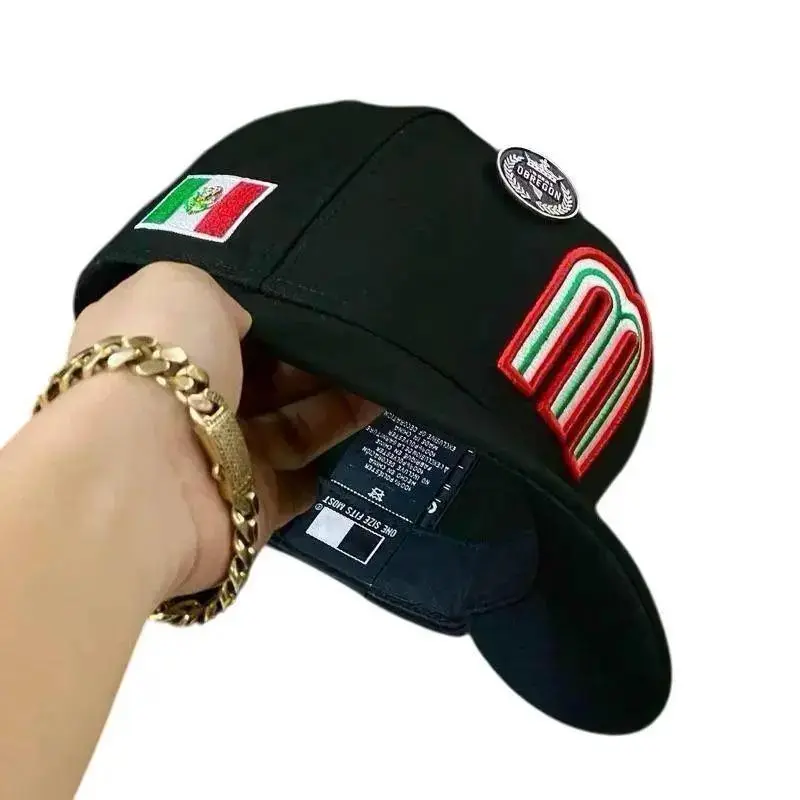 Mexico Merch A-Frame Snapback Hat with 3D Embroidery & Flag Patch, 100% Cotton Adjustable Baseball Cap for Men & Women, Mens Gifts