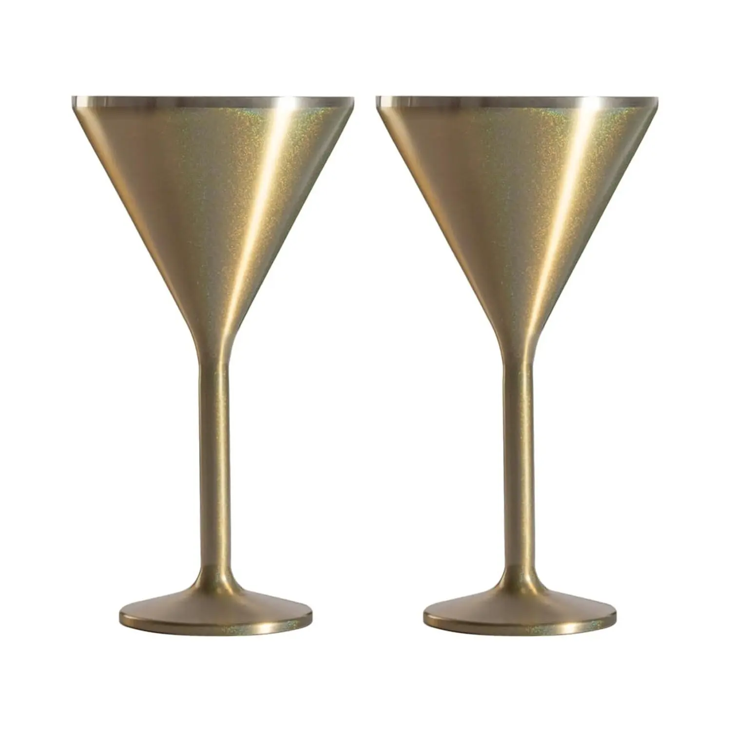 Stainless Steel Stemmed Martini Glass, Set of 2 - Gold