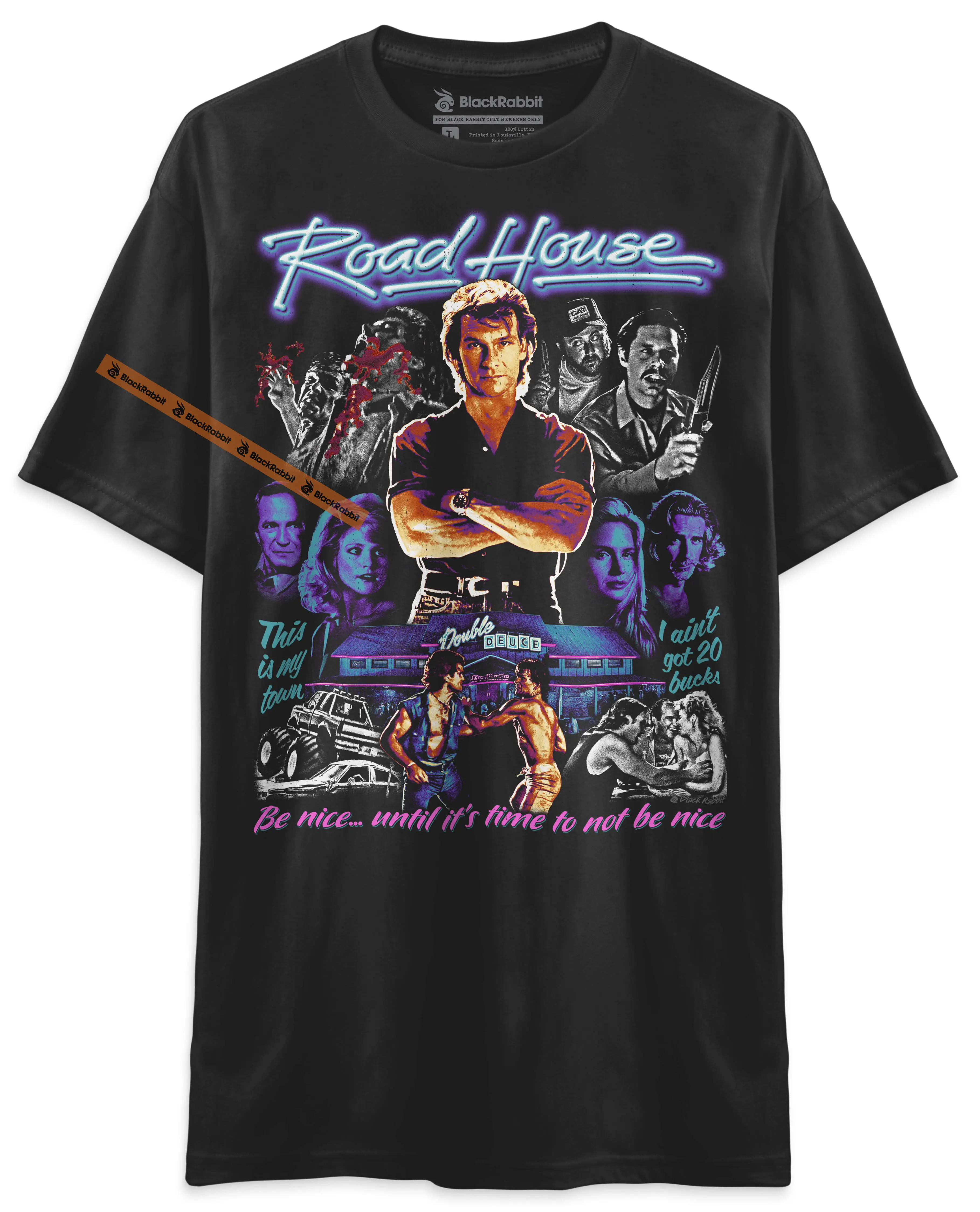 BLACK RABBIT Road House Patrick Swayze 80s Retro Vintage Unisex Classic T-Shirt