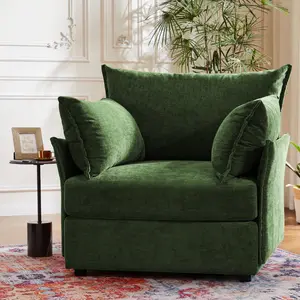 ABCASA Chenille Oversized Accent Chair, Upholstered Single Sofa Chair with Removable Backrest & Detachable Cover, Deep Seat Large Reading Armchair for Living Room, Bedroom, Office