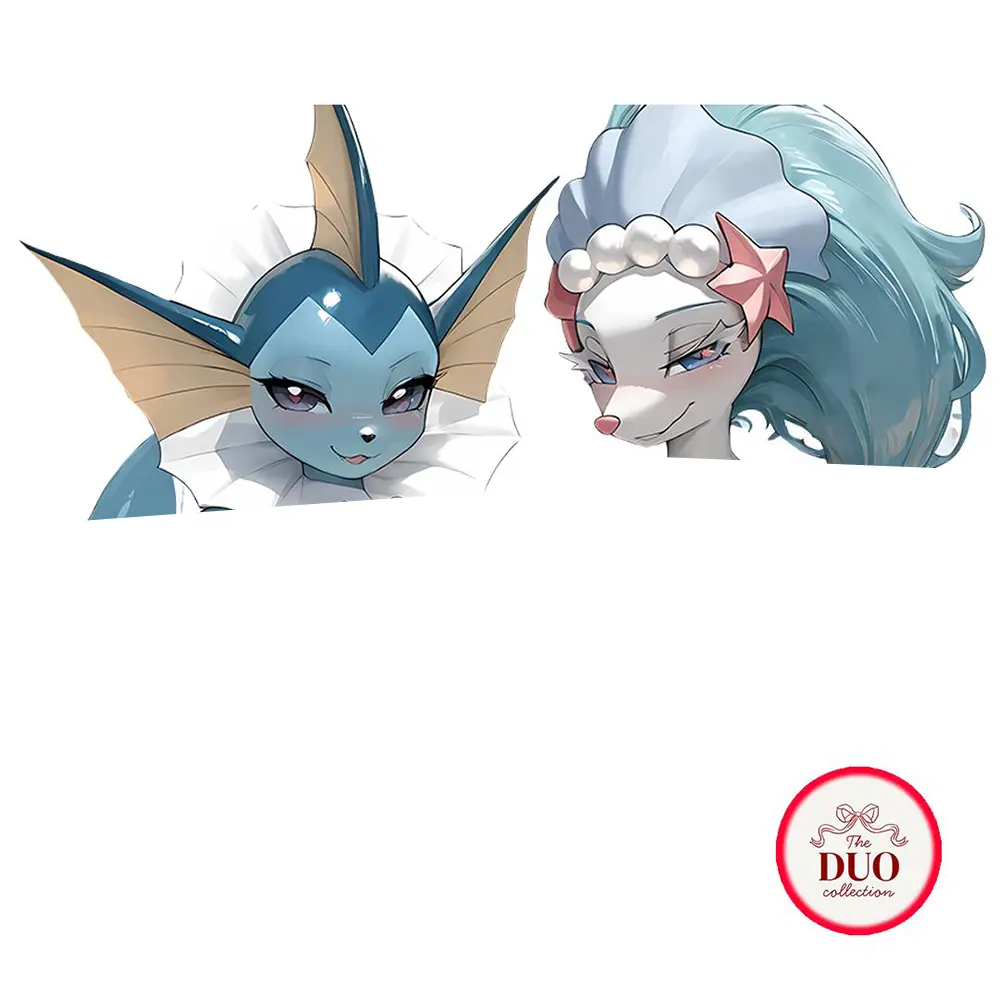 Ocean Fox And Singing Mermaid Anime Vinyl Sticker Waterproof Decal Fantasy Water Creature Duo Laptop Water Bottle Present
