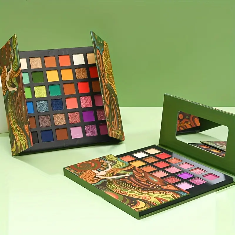 36 Colors Stage Eyeshadow Palette, Highly Pigmented Rainbow Makeup Palette with Matte Shimmer Glitter Finishes, Waterproof Professional Eye Shadow Kit for Stage Performance Festivals Parties Bold Creative Artistry Looks Vibrant Neon Tones