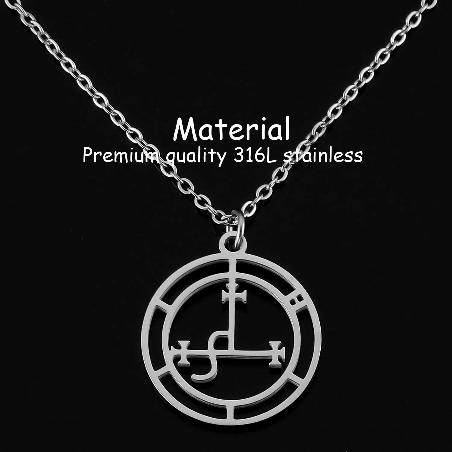 Sigil of Lilith Necklace for Women, Pagan Witchcraft Jewelry, 25mm Stainless Steel Pendant with Strong O-Rings, 46+5cm Chain, Birthday Gift, Mythology, 25Mm/0.98", Anniversary