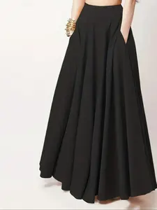 Elegant Style Drape Wide Leg Long Skirt, A-Line Silhouette Side Pockets Design, Women's Casual Office Wear Half-Length Dress, Womenswear
