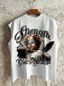 Unisex Street Style Graphic Vest, Soft Breathable Fabric, Slim Fit, All Seasons Essential, Trendy Fashion Top for Men and Women