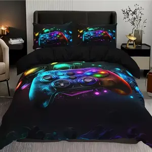 3 Piece Fashion Cool Gaming Controller HD Digital Print Home Bedding Set, Stylish Game Controller Design, Perfect Gift Choice