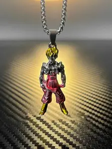 Dragon Ball Super Saiyan Necklace Pendant - Superhero - Topless Broly - Exquisite Craftsmanship - 50mm Pendant - 600mm Chain - Anime Style Jewelry - Niche Design Accessory - Personalized Pendant