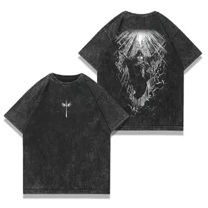 valentine shirts Washed Black Jesus Cristo Oversized Tee: Faithcore Christian Streetwear
