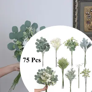 75 Pcs Artificial Greenery Stems Box Set,with 8 Kinds of Faux Plants and Fake Flowers for DIY Bridal Bouquets Wedding Floral Arrangement Table Centerpieces Decoration (Sage Green),Automotive & Motorcycle