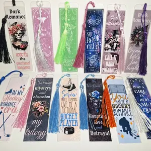 Booktok Bookmarks - Dark Romance, Hockey Romance, Smut Reader's. Acrylic bookmarks, thin 4.75 x 1in. funny gift bookish gift book lover bookish merch book club book lover custom bookmark cute bookmark perfect bundle small colorful tassel teenage girl roma