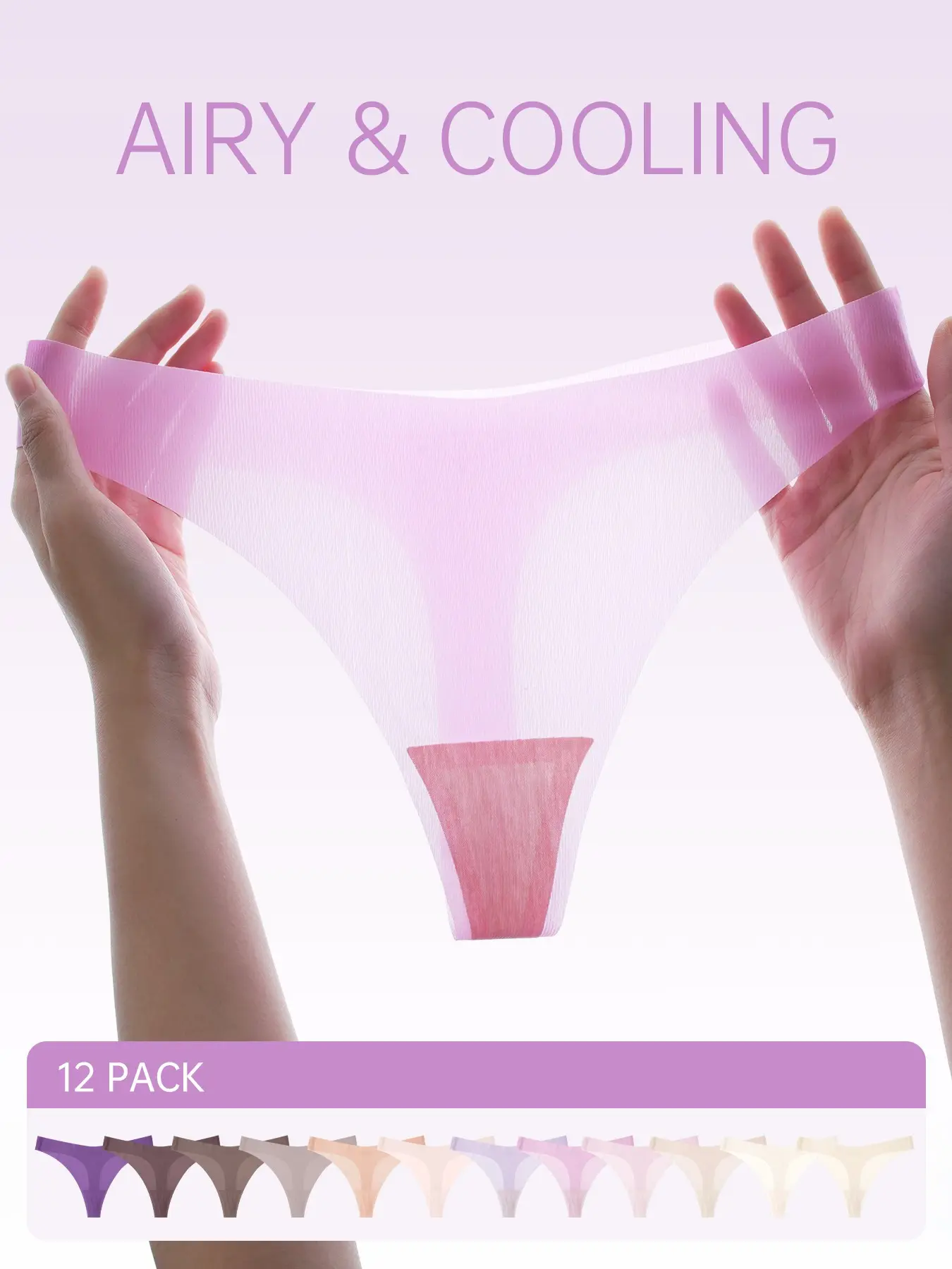 Women's Comfortable Quick-Dry Fabric Breathable Panties Thong Set, Lightweight Soft Stretchy Material Underwear, Ideal for Travel and Daily Wear