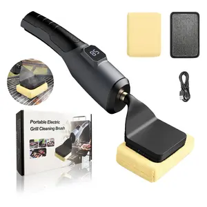 Electric Grill Brush No Bristles with 2 Replaceable Heads – 650-1100RPM High Torque Motor, 3600mAh Long Battery Life 4H Runtime, 600°F Heat Resistant Aramid Fiber + Heavy Duty Steel Cloth, Dishwasher Safe BBQ Brush for Grills Cleaning Tool