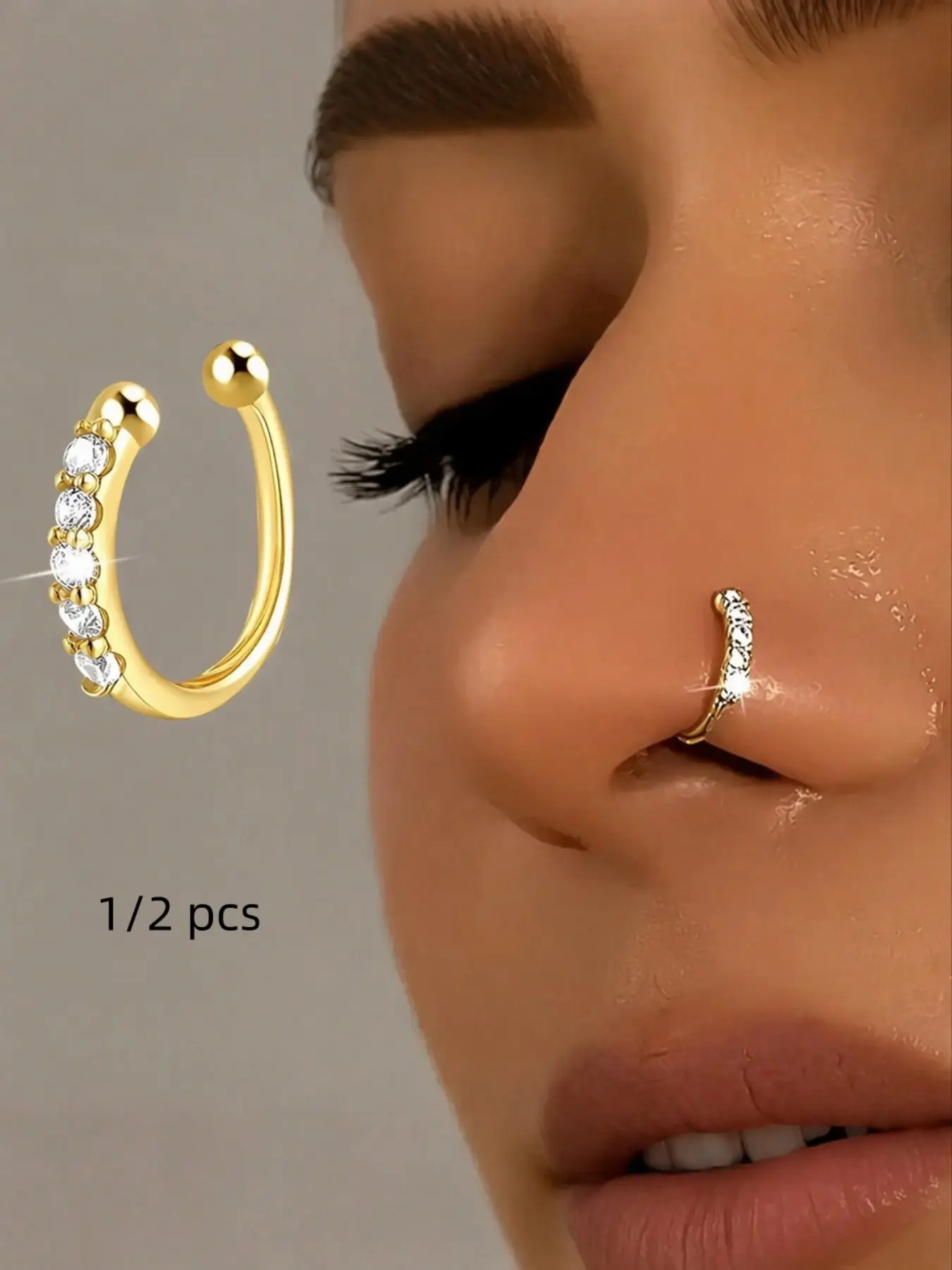 U-Shaped Fake Nose Ring, Nose Ring Hoops for Women, Sparkling Cz Diamond Nose Clip, Non-Piercing Nose Cuff Jewelry, Minimalist Fashion Accessory, Nose Rings Hoops, Body Jewellery, Wearable Jewelry