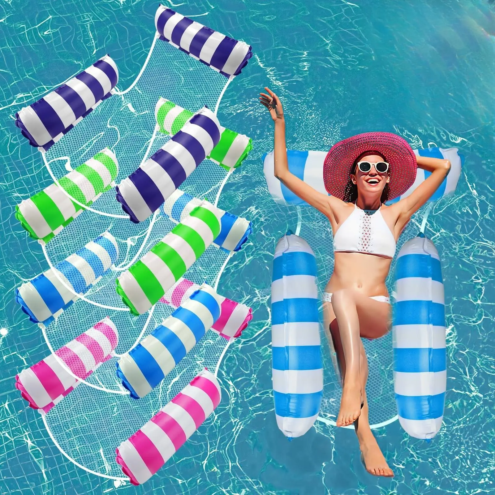 Rubber Inflatable Pool Float, Inflatable Pool Floaters, Multi-purpose Pool Hammock for Adults, Inflatable Water Hammock, Inflatable Pool Lounge, Swimming Ring for Home & Outdoor, Inflatable Swimming Pool Floats, Pool Floaties