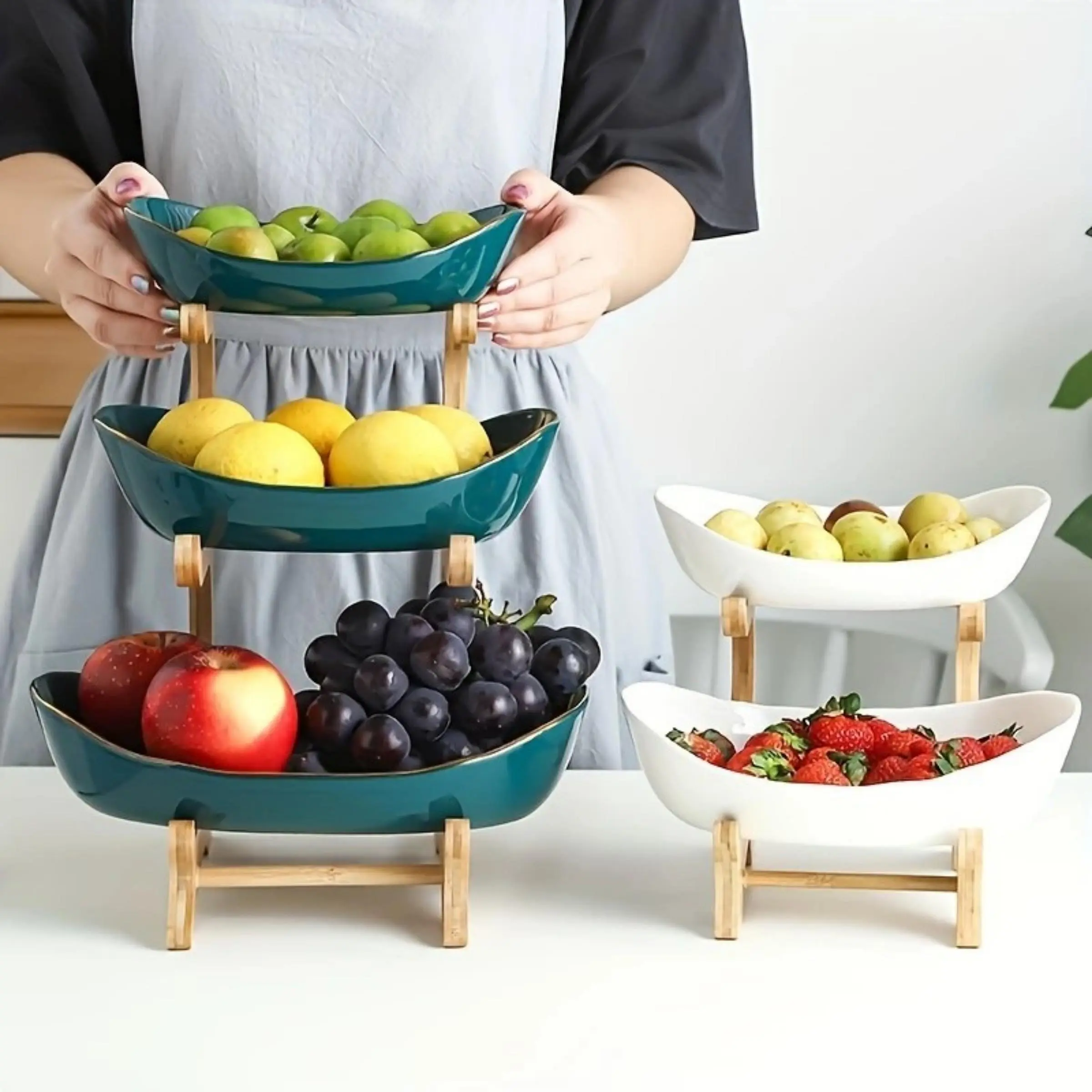 2/3 Tier Fruit Stand, 1 Count Creative Candy Display Tray, Snack Tray for Living Room, Kitchen Dessert Tray, Home Organizer, Racks, Display Risers Stand, Kitchen Storage Rack, Organizer Unit