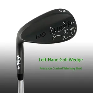 Wuday Left-Hand 52/56/60 Degree  Golf Sand Wedge CNC Milled Face Sponge Aproching Wedge Matte Mist chromium Lob Wedge Laser NO-SHARK Logo Black/Silver Wedge with S.S 431 Stepped Shaft and Premium Rubber Grips