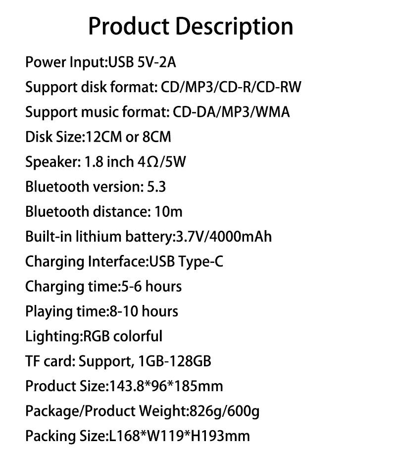 HOTT Fashion Ornament CD Player Retro CD Player Bluetooth Stereo Disc Album Music Player