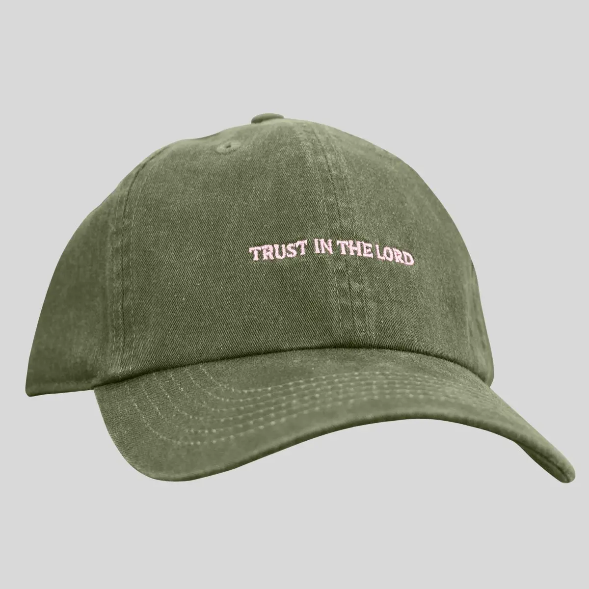 Kerusso Women's Cap Trust In The Lord Olive Green 100% Cotton Low Profile Embroidered Proverbs 3:5 Comfort Sweatband One Size Fits Most