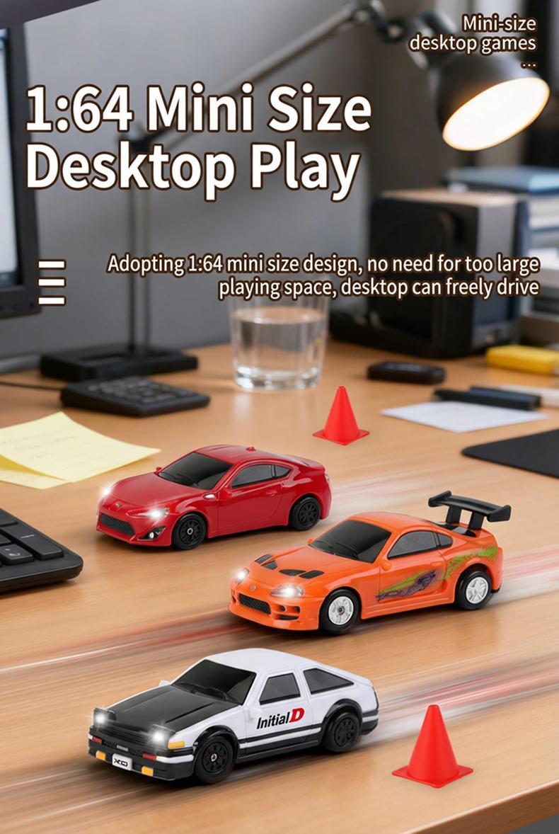 PlayGenie 1/64 RC Drift Car JDM Toyota AE86, GT86 & Supra MK4 Officially Licensed, Mini Drift Car with Detachable Body, LED Lights, Dual-Speed Mode, USB Rechargeable – Perfect Gift for Kids & Collectors