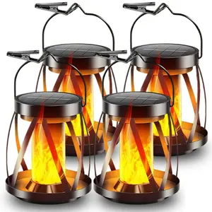 KOOPER Solar Lantern Outdoor Lights, Upgraded Flickering Flame Solar Lanterns Lights Outdoor Waterproof, Hanging Lantern Decorative, Solar Powered Lanterns for Yard Patio Path Tree Garden Decor,Gifts