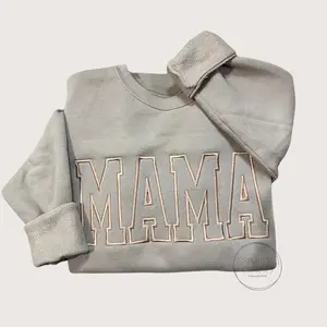 Mama embroider tan sweater