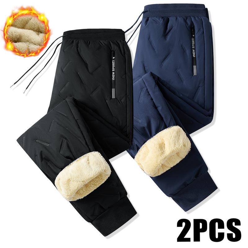 Men's Thermal Pants Heavyweight Insulated Cotton Winter Trousers with Drawstring Waistband, Black Cold Resistant Daily & Formal Wear with Side Pockets Suitable for Office Work and Outdoor Activities warm