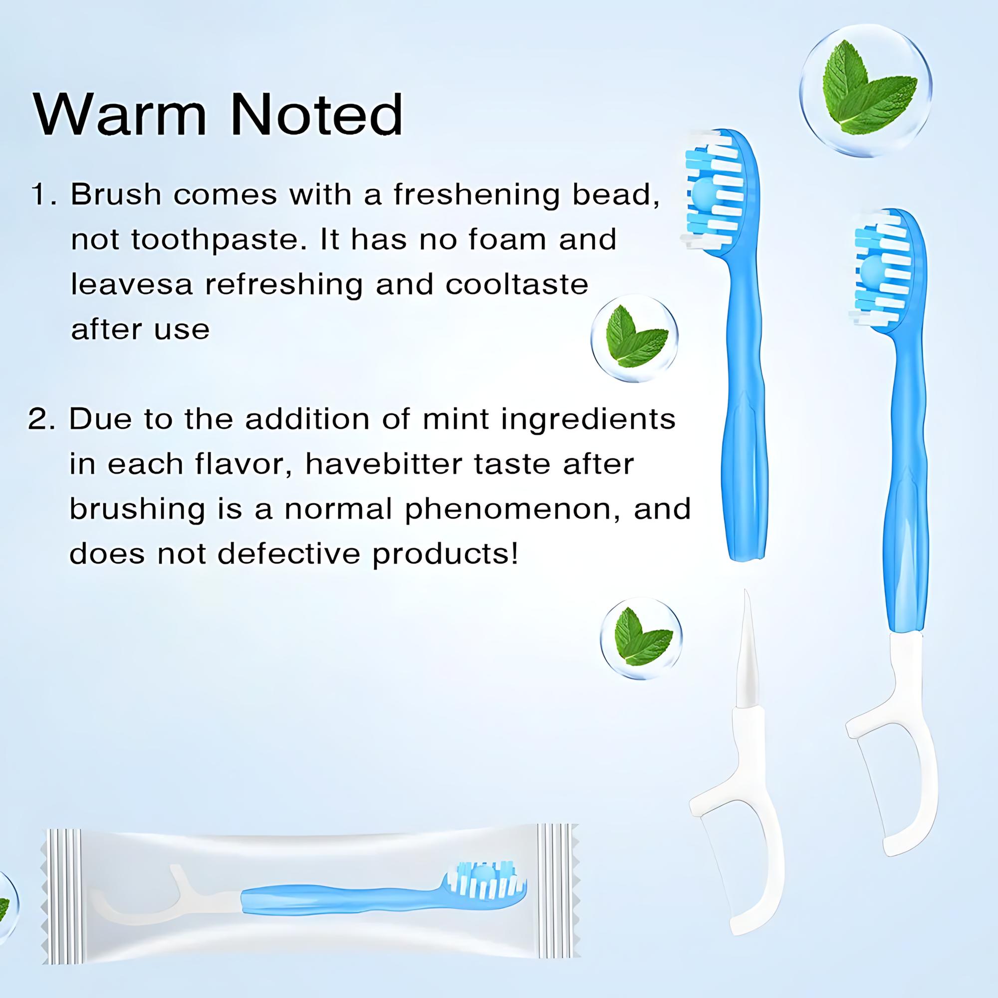 5-in-1 Ready-to-Go Travel Toothbrush Pre-Pasted – Mini Disposable Toothbrush with Floss & Toothpick, No Rinsing Needed, Individually Wrapped Oral Care Kit 26 Ct Portable