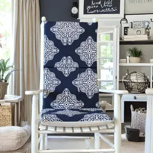 Navy Medallion Patterned Rocking Chair Pad