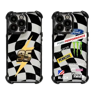 Racing Flag Lightning Bolt 95 Shockproof Protective Slim Reinforced Corner Phone Case For iPhone 17/16/15/14/13/12 Pro Max Plus #YJYGSJDGZ1 Smartphone Cellphone