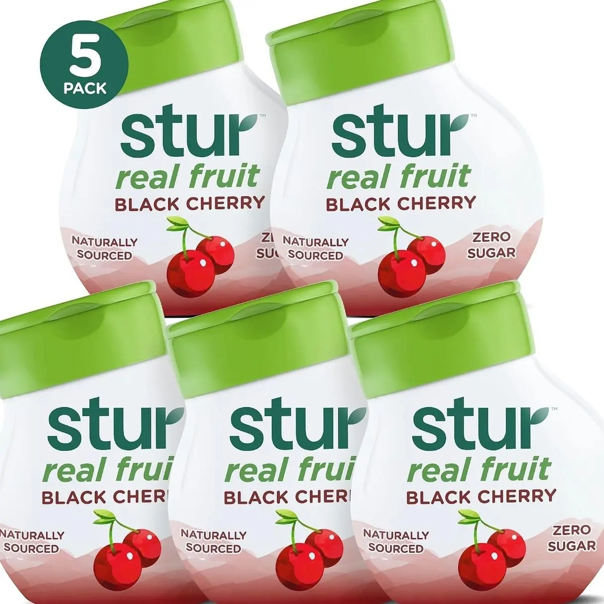 Stur Liquid Water Enhancer | Black Cherry | Naturally Sweetened | High in Vitamin C & Antioxidants | Sugar Free | Zero Calories | Keto | Vegan | 5 Bottles, Makes 120 Drinks