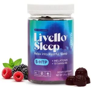 Livello Sleep Wild Berry Gummies with Melatonin 5-HTP & B6 for Natural Relaxation Peaceful Nights & Sleep Support, Vegan Gluten-Free 60 Servings