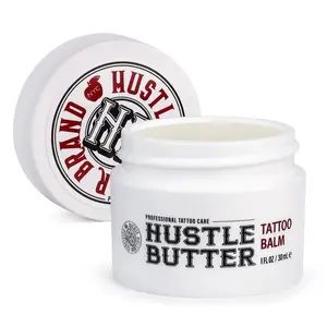 Hustle Butter Deluxe – Tattoo Butter for Before, During, and After the Tattoo Process – 100% Vegan Replacement for Petroleum-Based Products – 1 oz