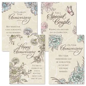 Lillian Vernon Expressions of Faith Anniversary Cards - Set of 8 (4 designs), Large 5" x 7" Religious Wedding Anniversary Cards with Bible Verse Inside, White Envelopes