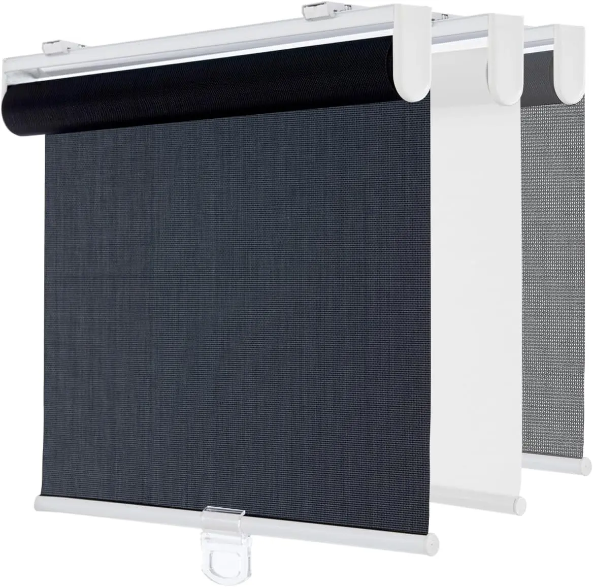 Cordless Roller Shades for Windows,Light Filtering Pull Down Blinds,Solar Screen Door Blinds,Flame Retardant UV Protection Fabric for Home Office (14" W x 72" H,Solar Black)