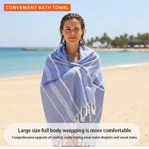 Turkish Beach Towel Oversized 100*180cm/39.4*70.8inch, Sand-Free Quick-Dry Lightweight, Extra Large Bath Pool Swim Towel for Travel Cruise Fitness Seaside Vacation, Must Haves