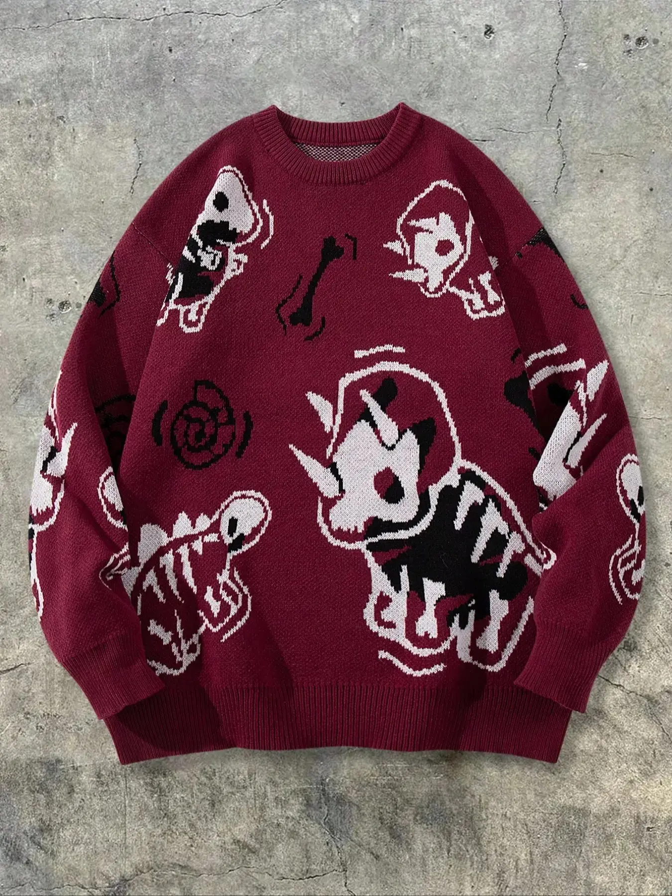 Men's Dinosaur Print Long Sleeve Round Neck Sweatshirt Casual Loose Streetwear Spring Fall 2026