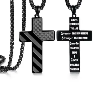 SAM & LORI Easter Gifts Cross Necklace for Men Teens Boys Gifts Graduation Teenage Him 10 12 Year Old Ideas Confirmation Birthday Cool Boyfriend Chain Son Christmas Day Stocking Stuffers Valentines Christmas Black Friday Cyber Monday Holiday Gifts