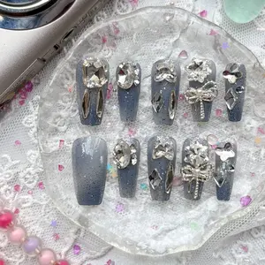 Personalized Pink French Almond Press On Nails 3D Floral & Dot Accents Barbiecore Summer Nail Trend 2025 Cute Girly Manicure Glossy Handmade Reusable Perfect Fit