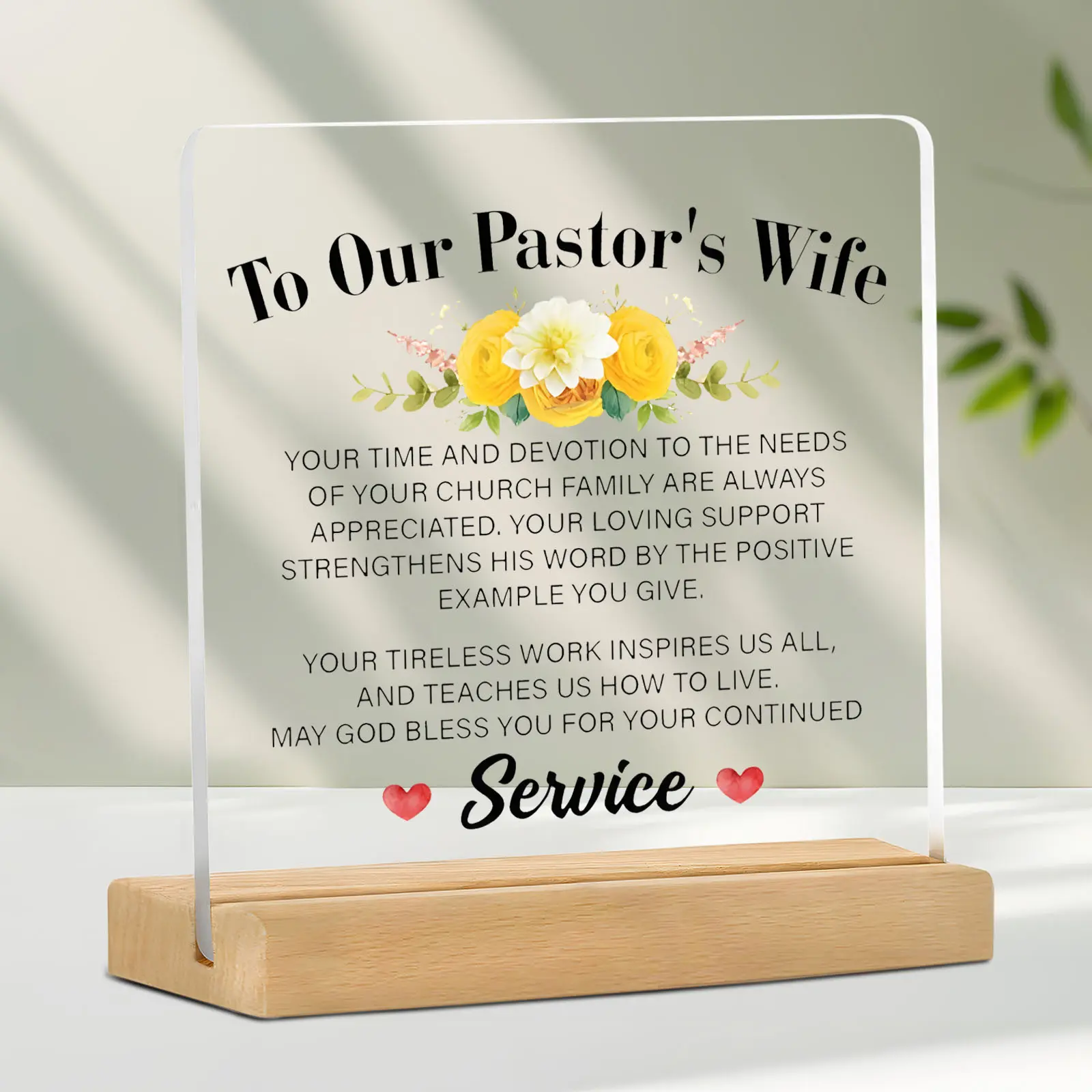 Pastor Wife Thank You Gift, Acrylic Desktop Decor Sign, Religious Christmas Birthday Present, Transparent Pastor Appreciation Keepsake