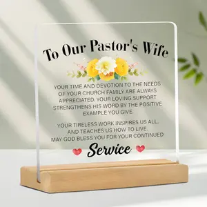 Pastor Wife Thank You Gift, Acrylic Desk Decor Sign, Religious Christmas Birthday Present, Transparent Pastor Appreciation Keepsake