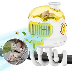 Must-have portable stroller fan for summer travel and vacations, featuring a cute octopus tripod clip design, adjustable settings, 3 powerful speed modes, oscillating airflow, and a built-in night light for soothing sleep—your perfect cooling and mosquito