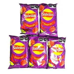 5 - PK SABRITAS FLAMIN' HOT  - Sabritas Chips - Snack Crispy - 44 GRAMS PER BAG - MEXICAN CHIPS - PAPITAS MEXICANAS - SABRITAS MEXICANAS